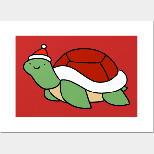 Santa Hat Turtle Posters and Art